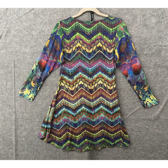 Amma Design Tunic Top Dress Sz M Multicolor‎ Artsy Boho 60's Disco - Picture 2 of 6